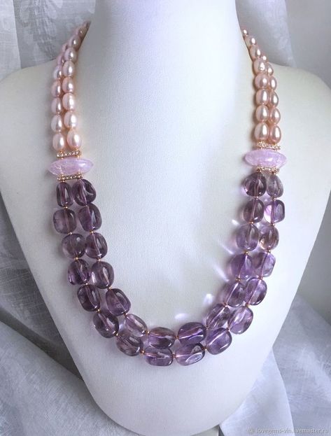 Amethyst Jewelry Necklace, Diamond Pendants Designs, Pearl Jewelry Design, Beaded Jewelry Necklaces, Gold Jewelry Simple Necklace, Pearl Necklace Designs, Beaded Necklace Designs, Purple Beads, Indian Jewellery Design Earrings