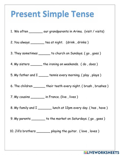 Grammar - Present Simple Tense worksheet Worksheet On Simple Present Tense, The Present Simple Tense, Tenses Worksheet Class 6, Simple Present Tense Worksheets Grade 3, Present Simple Worksheets English Grammar, Simple Tenses Worksheets, Present Indefinite Tense Worksheet, Present Simple Tense Worksheet, Simple Present Worksheet