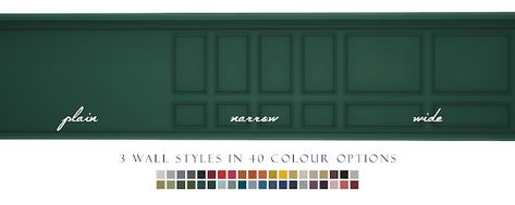 Simsational Designs: Splendid Panelling - Three New Painted Wall Styles Sims 4 Cc Panel Walls, Sims 4 Paneling Cc, Paneled Wallpaper, Wallpaper Panel, Shaker Style Kitchens, Green Walls, Sims 4 Cc Furniture, Custom Kitchens, Art Deco Home