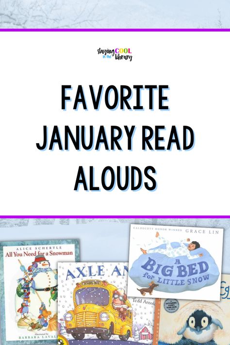 Here is a list of our favorite January read alouds that your students are going to love! December Library Lessons, January Read Alouds, Librarian Ideas, Sneezy The Snowman, Singing Classes, Library Lesson Plans, Library Center, Library Media Specialist, Library Skills