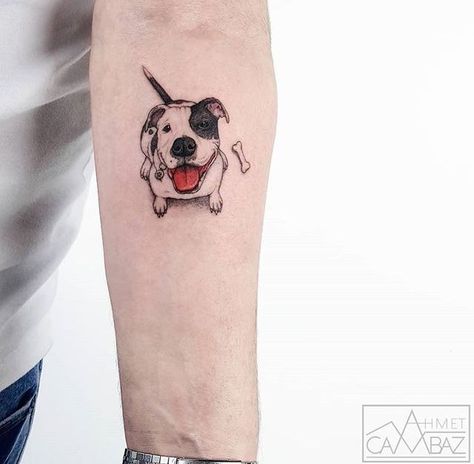 Tatoo Dog, Small Animal Tattoos, Cute Animal Tattoos, Pitbull Tattoo, Tattoos For Dog Lovers, Dog Memorial Tattoos, Sunflower Tattoos, Dog Tattoo, Great Tattoos