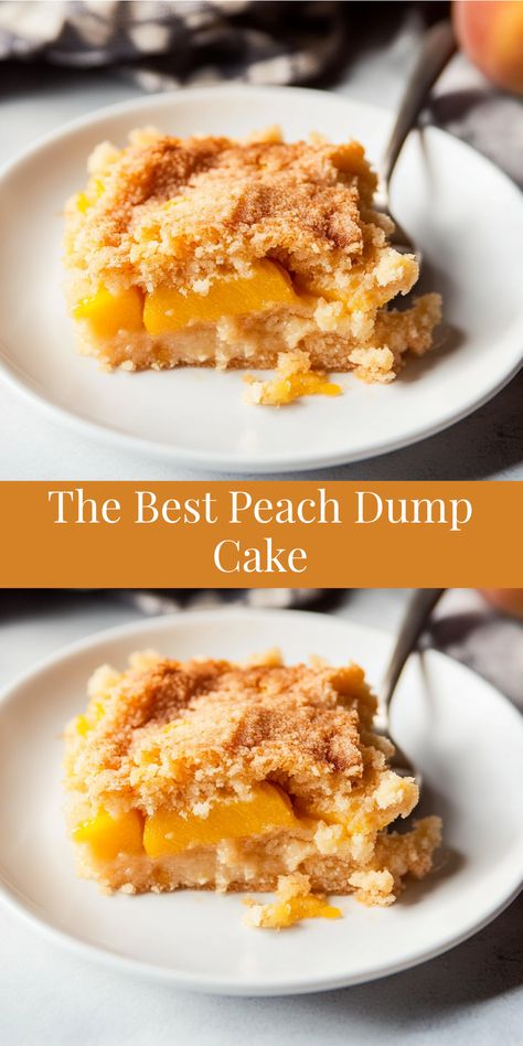 Discover the best Peach Dump Cake recipe! With canned peaches and yellow cake mix, this dessert is perfect for any occasion. Peach Recipes Dessert Cake Mixes, Frozen Peach Dump Cake, Peach Cake With Canned Peaches, Slow Cooker Peach Dump Cake, Peach Dump Cake Crockpot, Peach Dump Cake With Canned Peaches, Peach Cobbler Easy Cake Mix Recipes, Peach Cobbler Cake Mix Recipe, Dump Cake Recipes Peach