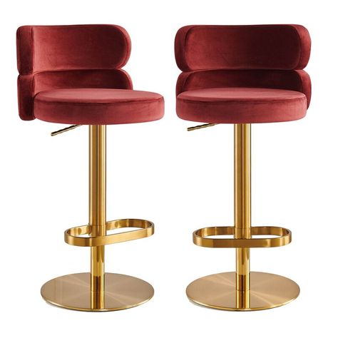 Everly Quinn Lochlainn Swivel Adjustable Height Stool | Wayfair Gold Bar Stools, Miami Apartment, Red Bar, Counter Height Bar Stools, Bar Chair, Red House, Stool Chair, Kitchen Stools, Swivel Bar Stools