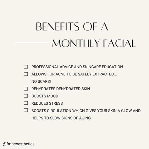 Esthetics Skin Care, Why Facial Is Important, Facial Posts For Instagram, Esthetics Bio For Insta, Why Get A Facial, Post Facial Care, Benefits Of Exfoliating Skin, Vagacial Benefits, Book With Me Esthetician