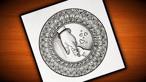 Happy Mother's Day Mandala Art, Finger Drawing, Draw Mandala, Mothers Day Drawings, How To Draw Fingers, Mandala Arts, Easy Mandala Drawing, Mandala Art Therapy, Mother Art