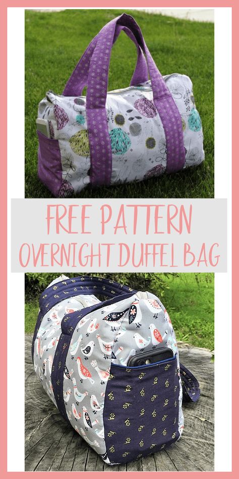 Overnight Duffel Bag - Free Pattern - Nana's Favorites Bag Sewing Pattern, Beginner Sewing Projects Easy, Bag Sewing, Leftover Fabric, Patchwork Bags, Sewing Projects For Beginners, Easy Sewing Projects, Sewing Skills, Sewing Tips