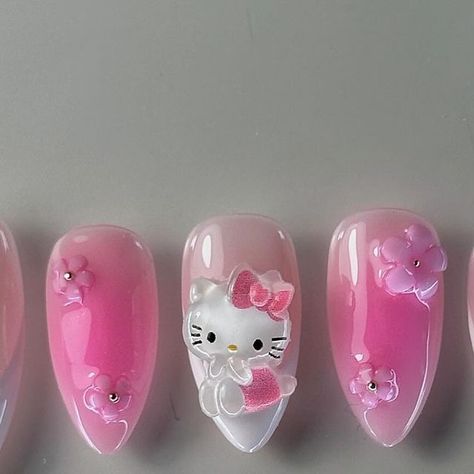 𝐏𝐫𝐞𝐬𝐬 𝐨𝐧 𝐧𝐚𝐢𝐥𝐬 🪐 on Instagram: "Hello kitty ✨ 30€ • Shape : amande S Inspi :  #pressonnails #pressons #nails #gelnails #gelnailsdesign #nailsnailsnails #nailsinspo #nailsinspiration #nailsofinstagram #nailstagram #nailsonfleek #pinterestnails #nailartist" Hello Kitty Jelly Nails, Almond Hello Kitty Nails, Kitty Nails Design, Hello Kitty Almond Nails, Hello Kitty Nails Design Nailart, Uñas Hello Kitty, Press On Nails Hello Kitty, Hello Kitty Press Ons, Hello Kitty Nails Press On