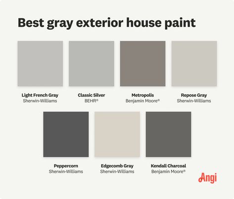 The 7 Best Gray Exterior House Paint Ideas: Choosing the Best Color for Your Home Outside Paint Colors Home Exteriors Gray, Dark Grey And Light Grey House Exterior, Best Exterior Gray Paint Colors, Exterior Grey Paint Colors For House, Exterior Gray Paint Colors For House, Medium Gray Exterior House Colors, Dark Trim Exterior House, Gray Exterior Color Schemes, Light Gray Exterior House Colors