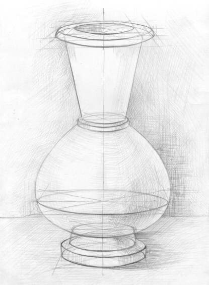 Old Vases, Geometric Vases, Object Drawing, Geometric Drawing, Basic Drawing, Still Life Drawing, Calla Lilies, Pencil Art Drawings, Dance Art