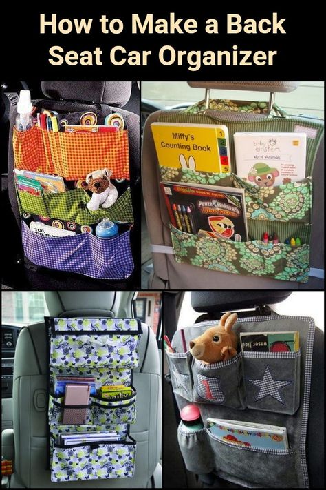 This DIY back seat car organizer is very useful and practical. Say hello to a clutter-free, organized car! Road Trip Organization, Organized Car, Back Seat Car, Van Organization, Car Organization Diy, Car Caddy, Car Activities, Backseat Organizer, Car Storage Bag