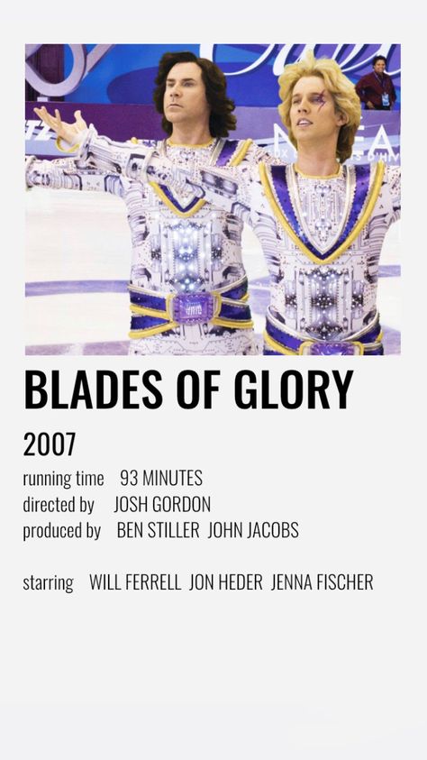 Blades Of Glory Poster, Movie Minimalist, Jon Heder, Full House Quotes, Movie Recs, Blades Of Glory, Show Quotes, Film Journal, House Quotes