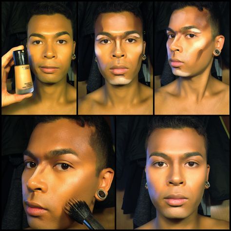 Male contour tutorial Instagram: @davidyubeauty Portland, OR Mens Contour Makeup, Stubble Makeup, Men Contour Makeup, Male Theatre Makeup, Contour Masculine, Male Stage Makeup, Male Contour Makeup, Masc Contour, Masculine Contour Makeup