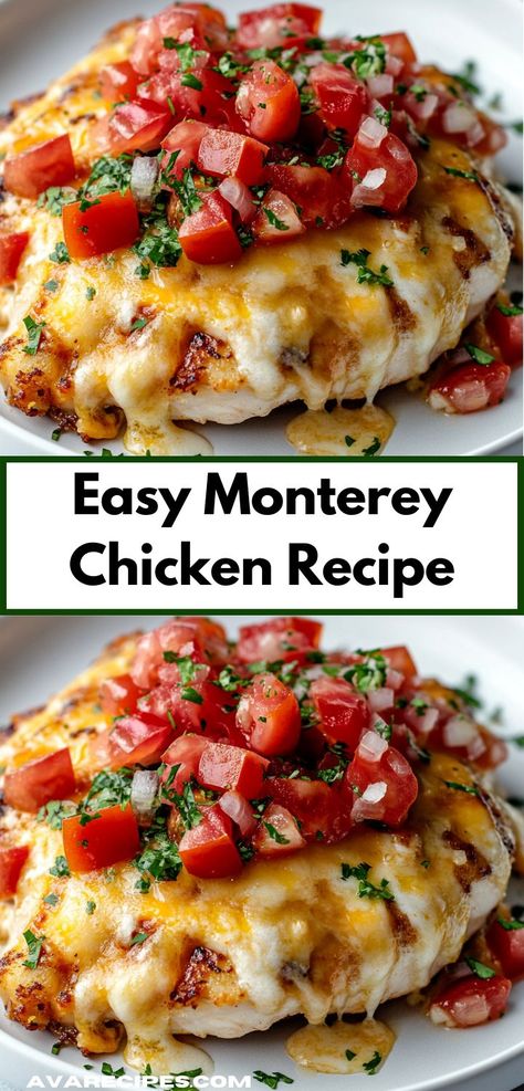 Searching for a quick and tasty dinner? This Monterey Chicken Recipe offers a flavorful mix of ingredients that come together effortlessly. Serve it up with sides for a wholesome family dinner everyone will love. Chicken Monterey, Cholesterol Friendly Recipes, Monterey Chicken, Tasty Dinner, Chicken Breast Seasoning, Hearty Dinner, Monterey Jack, Baked Chicken Breast, Yummy Chicken Recipes