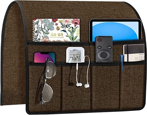 Amazon.com: Joywell Armchair Caddy for Couch Remote Control Holder Recliner Armrest Organizer Non Slip Sofa Arm Chair Caddie with 6 Pocket Storage for Magazine, Tablet, Phone, iPad, Chocolate : Home & Kitchen Household Must Haves, Remote Caddy, Nursing Home Gifts, Remote Control Holder, Remote Holder, Pocket Storage, Tv Remote Controls, Household Organization, Sleeper Chair