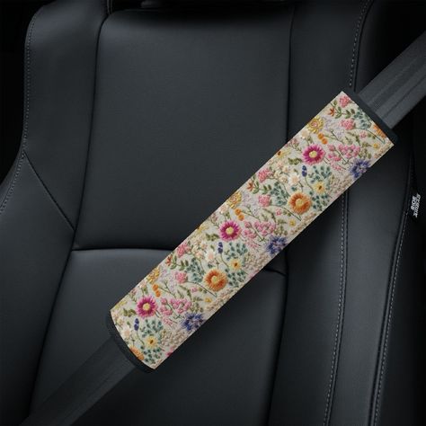 Summer Flower Bloom Seat Belt Cover Faux Embroidery, Floral Seat Belt Strap Cover Boho, Seat Belt Pad, Cottagecore Car Accessories for Women #CarMods Cottagecore Car, Hippie Car, Seat Belt Pads, Girly Car Accessories, Car Deco, Cool Car Accessories, Girly Car, Car Essentials, Cute Car Accessories