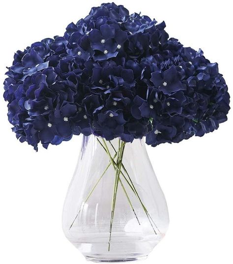 Navy Blue Silk Hydrangea Flower Head 10pcs Big Fake Hydrangea | Etsy Australia Wedding Table Cloths, Ceremony Centerpieces, Silk Flowers For Wedding, Dining Room Centerpiece Ideas, Flowers Navy Blue, Floral Decor Home, Blue Centerpieces, Diy Floral Decor, Fake Hydrangeas