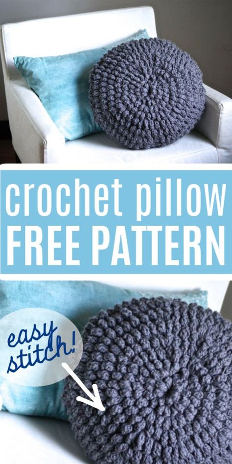 Flower Crochet Pillow, Crochet Popcorn Stitch, Puff Pillow, Chunky Yarn Crochet Pattern, Crochet Cushion Covers, Crochet Popcorn, Chunky Yarn Crochet, Pillow Sewing, Crochet Pillow Patterns Free