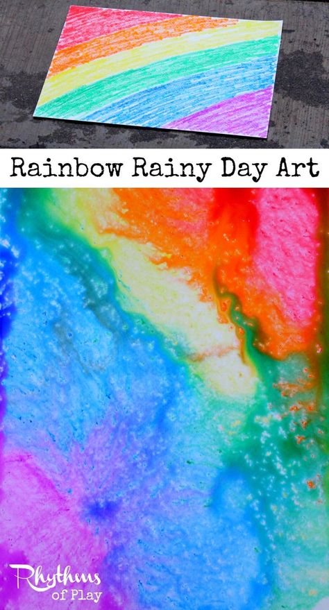 Rainbow Rainy Day Art #watercolors #watercolorsforkids #kidsactivities #artforkids Rainy Day Art, Art Recipes, Steam Activity, Rainy Day Fun, Rainy Day Crafts, Art Therapy Activities, Homeschool Art, Rainy Day Activities, No Rain