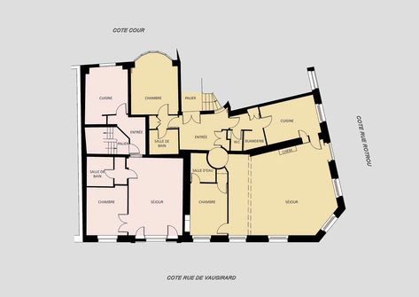 Old European Apartment, Paris Apartment Floor Plan, European Apartment, Apartment Paris, Double House, Plan Paris, Apartment Floor Plan, Apartment Plans, Parisian Apartment