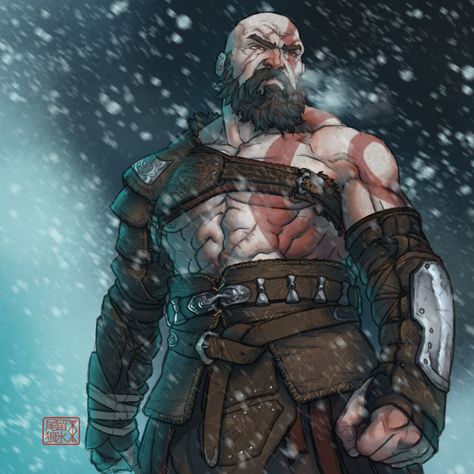 Kratos Art Wallpapers, God Of Wars Fanart, Kratos Fan Art, Kratos Fanart, Kratos Wallpapers, Kratos Ragnarok, Kratos Art, Gow Kratos, Demon Outfit