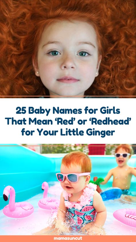 25 Baby Names for Girls That Mean 'Red' or 'Redhead' for Your Little Ginger Are you hoping for a little ginger baby? Check out these baby names for girls that mean "red" or "redhead" to celebrate those auburn locks! 2 Names That Mean Red, Red Head Baby Girl, Red Hair Baby Girl, Names Meaning Red, Names For Redheads, Redhead Baby Boy, Red Head Baby, Redhead Baby Girl, Girl Character Names