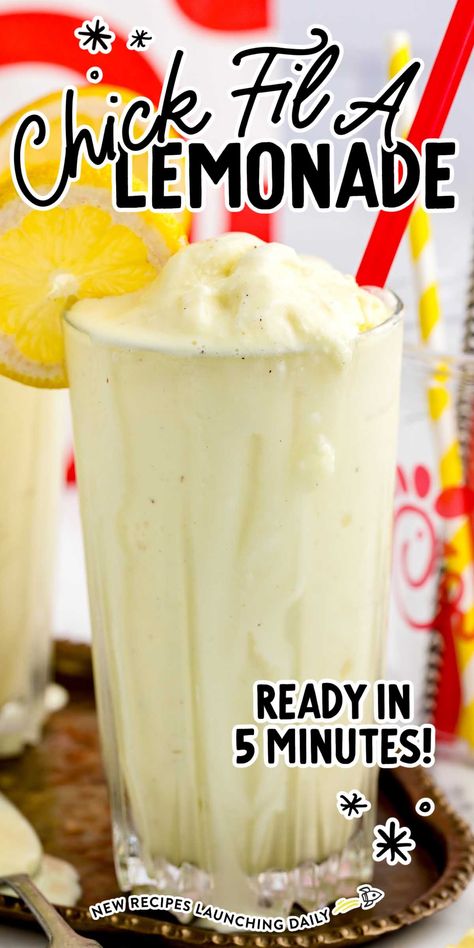 Chick Fil A Lemonade (Frosted) Creamy Frozen Lemonade, Chick Fil A Frosted Lemonade Recipe, Creamy Lemonade Recipe, Frosted Lemonade Chick Fil A, Chick Fil A Lemonade, Frozen Lemonade Recipe, Lemonade Slushie Recipe, Creamy Lemonade, Frosted Lemonade Recipe