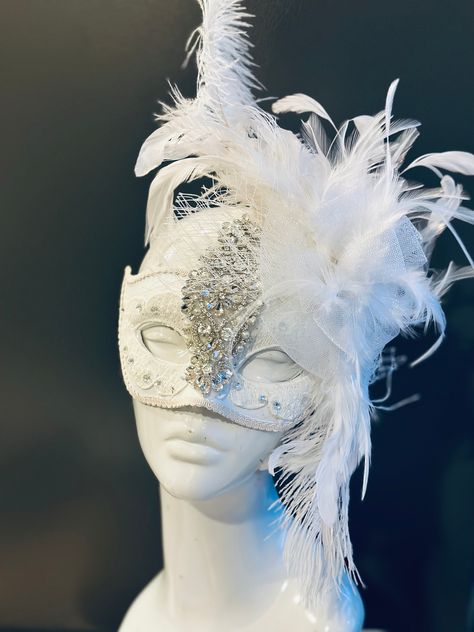 Extravagant Mens Masquerade Masks Phantom Mask Mens - Etsy Masked Ball Mask, Ice Outfit, White Masquerade Mask, Mask With Feathers, Ball Event, Masquerade Mask Women, Elegant Face Mask, Venetian Wedding, Mens Masquerade Mask