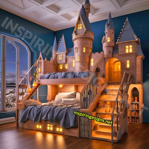 These Giant Harry Potter Hogwarts Castle Kids Beds Bring the Wizarding World To Your Bedroom! – Inspiring Designs Coolest Beds, Harry Potter Bunk Bed, Lit Harry Potter, Castle Beds, Cool Bed, Harry Potter Camera, Hogwarts Room Ideas, Fantasy Bed, Castle Bed