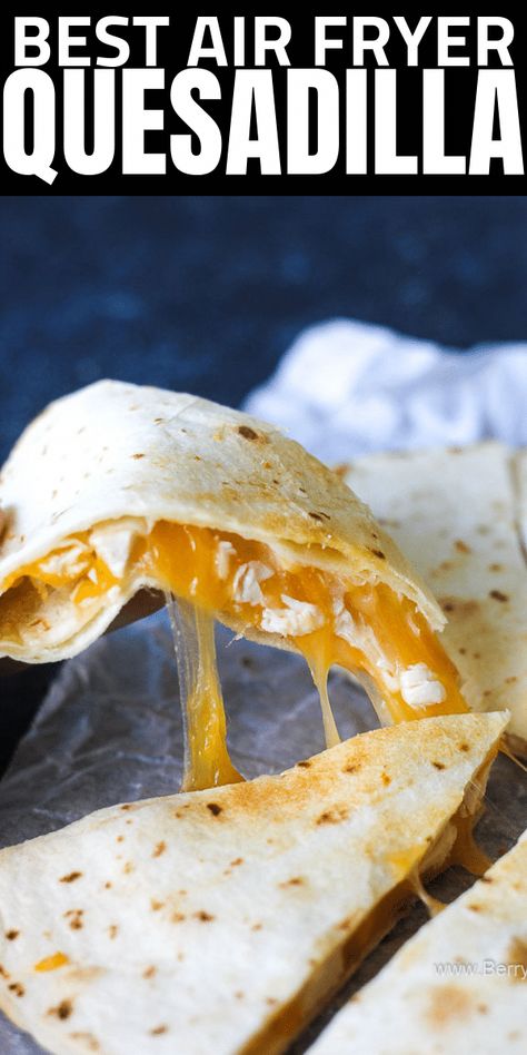 Perfect breakfast air fryer cheese quesadilla with leftover chicken! Great quick recipe that is very easy to make , kid friendly and even a beginner can make it. So nice and cheesy! #RecipesforEveryone Air Fryer Quesadilla, Breakfast Air Fryer, Air Fryer Cheese, The Best Air Fryer, Quesadilla Recipe, Cooks Air Fryer, Best Air Fryer, Air Fried Food, Air Fryer Oven Recipes