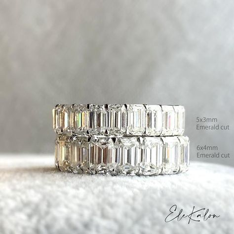 Eternity Ring Diamond Gold, Emerald Cut Eternity Band, Gold Moissanite Ring, Eternity Ring Gold, Diamond Eternity Ring, Emerald Cut Moissanite, Jewelry Appraisal, Oval Moissanite, Full Eternity Ring