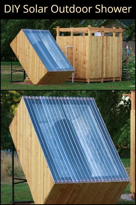 Diy Solar Water Heater, Solaire Diy, Diy Heater, Outdoor Shower Diy, Solar Shower, Outdoor Bath, Solar Water Heater, Diy Shower, Solar Projects