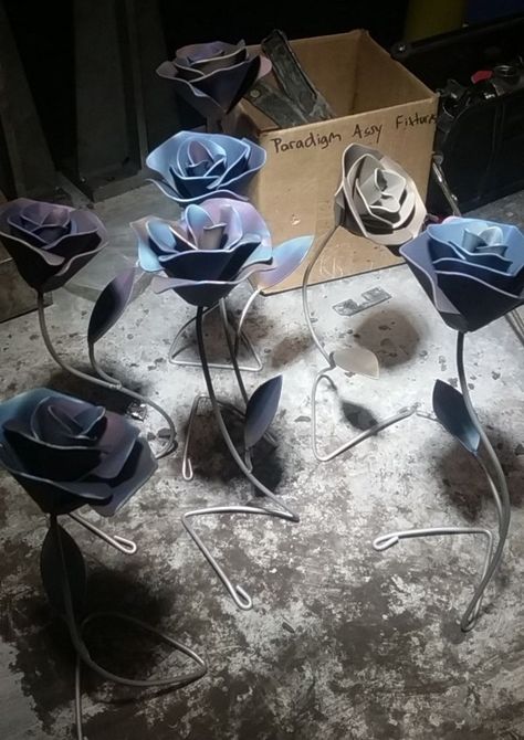 My husband made these roses as our center pieces that we gave away at our wedding #Welding #Art #Welder #Artist Welder Aesthetic, Graduation Party Diy, Wings Art, Wedding Aesthetic, Party Diy, Graduation Decorations, Center Pieces, Welding Art, Wedding Wishes