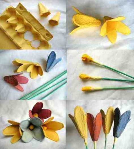 Egg Box Craft, Egg Carton Art, Diy – Velikonoce, Egg Carton Flowers, Egg Packaging, Diy Flores, Fleurs Diy, Egg Cartons, Egg Carton Crafts