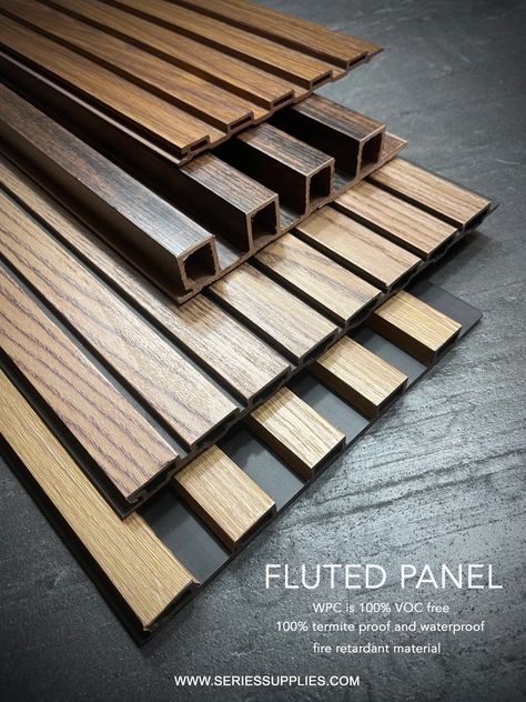 What is the Advantages of WPC materials for FLUTED PANEL From Series Supplies Wood Wall Paneling Modern, Reling Design, Fluted Panel, Wooden Wall Design, Model Dapur, Wood Slat Wall, Wall Panel Design, Exterior Bloxburg, Pvc Wall Panels