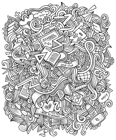 Hand drawn doodles school theme illustration Doodles School, School Doodles, Theme Illustration, Hand Drawn Doodles, Substitute Teaching, Doodle Pages, Senior Activities, School Theme, Fall Coloring Pages