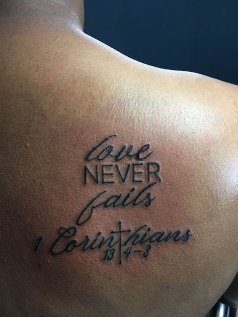 Love Never Fails Tattoo, Tattoo Fails, Girly Tattoos, Love Never Fails, Tattoo Idea, Real Love, Tattoos And Piercings, Tatting, Tattoo Quotes