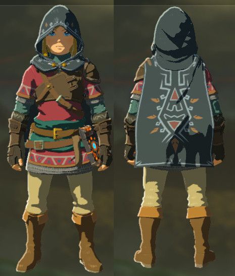 Link Hylian Tunic, Link Botw Hylian Outfit, Link Hylian Armor, Botw Hylian Npc, Breath Of The Wild Clothes, Link Outfits Zelda, Hylian Hood, Hylian Tunic, Zelda Outfits