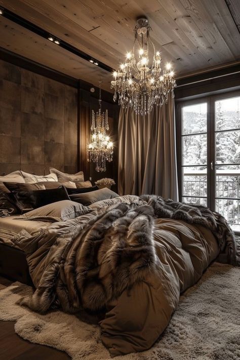 Industrial Glam Bedroom, Citrus Bedroom, Luxury Bedroom Aesthetic, Industrial Glam Decor, Elegant Bedroom Ideas Luxury, Posh Bedroom, Cozy Glam Bedroom, Decorating Ideas Bedroom, Classy Room