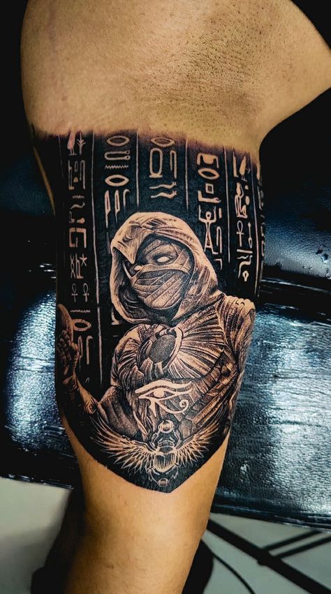 Moon Knight, Marvel, Inner Bicep Tattoo, Inner Arm Tattoo, Mad About Tattooz, Krishna Nagar, New Delhi, Tattoo Artist : Sandeep Goutam, Portrait Tattoo, Black & Grey Tattoo, Oscar Isaac, Egyptian Tattoo, Egyptian Symbols, Egyptian Scarab, Eye of Horus, Warrior, Power, Strength Moon Knight Tattoo Designs, Moonknight Tattoo Ideas, Moon Knight Tattoo Ideas, Khonsu Tattoo, Marvel Sleeve Tattoo, Moon Knight Tattoo, Tattoo Knight, Tricep Tattoo, Tricep Tattoos