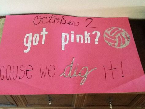 Dig pink poster!!! Digging it up this year!!! #volleyball #volleyball #posters Dig Pink Poster Ideas Volleyball, High School Pink Out, Dig Pink Poster Ideas, Dig Pink Poster, Pink Out Posters Volleyball, Pink Out Volleyball Posters, Dig Pink Volleyball Posters, Pink Out Posters Football, Pink Out Posters