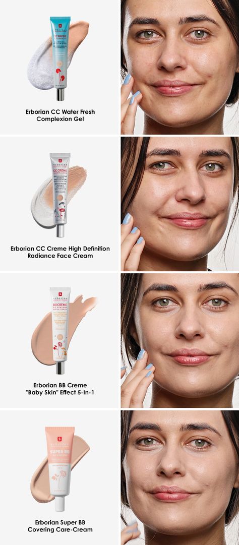 Erborian Cc Creams, Bb Cream Makeup, Aesthetic Cosmetics, Cosmetic Inspiration, Brightening Skincare, Anti Redness, Natural Skin Tone, Color Corrector, Even Out Skin Tone