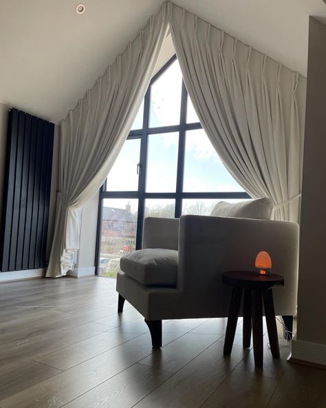 This is why we just love our job! We get to work with really lovely customers and absolutely gorgeous homes and this is just one of them. We’ve dressed this Apex with voiles and blackout linen pinch pleat curtains and it looks so beautiful 🖤 Seems like we are becoming the expert awkward window specialists. Always a challenge but we’ll worth it for the fab result and the satisfaction 😊 #wavecurtains #fabric #homeinspiration #curtainsliverpool #curtains #interior #home #homedecor #interiorde... Wave Curtains, Gorgeous Homes, Pleat Curtains, Pinch Pleat Curtains, Pleated Curtains, Interior Home, The Expert, Worth It, Curtains