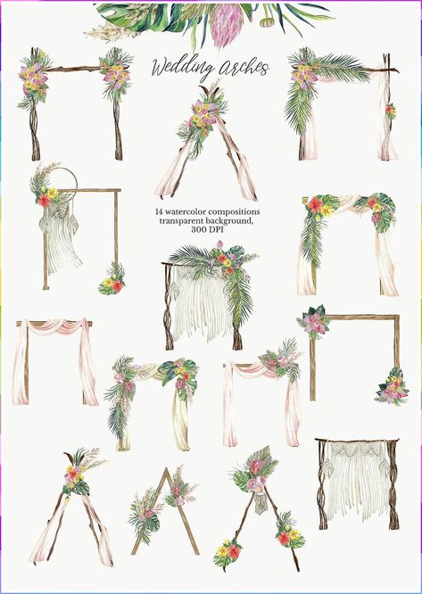 Wedding Arch - Search for your desired products at Amazon.com. Buy them IMMEDIATELY! Diy Wedding Arch, Tee Pee, Diy Wedding Backdrop, Watercolor Boho, Wedding Backdrop Design, Wedding Invitations Boho, Wedding Stage Decorations, Wedding Clipart, Outdoor Wedding Decorations