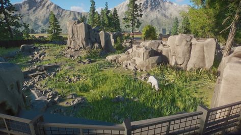 Planet Zoo Inspiration, Dall Sheep, Zoo Inspiration, Zoo Games, Zoo Project, Zoo Architecture, Writing Inspiration, Habitat, Mount Rushmore