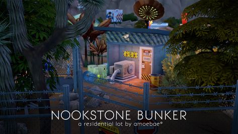 NOOKSTONE BUNKER | Patreon Bunker Home, Corrugated Metal Wall, Open Plan Living Room, Scenery Pictures, Best Sims, Corrugated Metal, Information Center, Sims 4 Build, Basin Sink