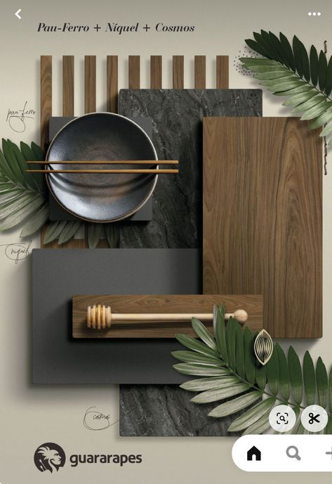 Modern Rustic Material Board, Green And Black Moodboard, Walnut Mood Board, Masculine Mood Board, Luxury Material Board, Mood Pallete, Material Board Interior, Earth Tone Mood Board, Sample Board Interior Design