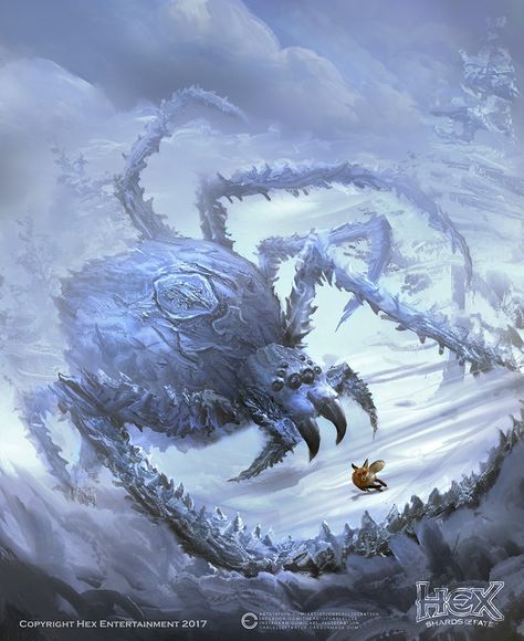 Ice Spider, Winter Widow, Ice Monster, Fantasy Stuff, Creatures Art, Ace Of Hearts, Fantasy Monster, Mythical Creatures Art, Creature Concept