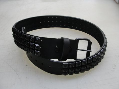 Studded Belt Aesthetic, Emo Belts, 2000s Accessories, Goth Belt, Emo Studded Belt, Studded Belt Overlap, Black Punk Belt With Rivets, Hellboy Tattoo, Studded Jeans