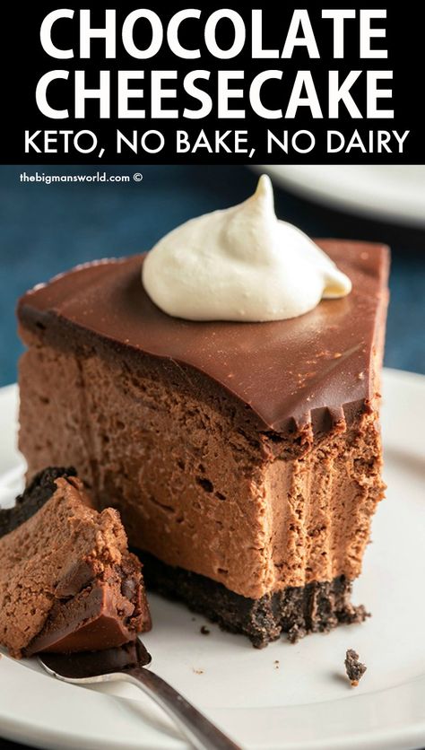 Keto Baked Cheesecake Recipes, Keto Chocolate Crust, Keto Cheesecakes, Keto Cheesecake No Bake, Easy Keto Cheesecake, Keto Chocolate Cheesecake, Keto No Bake, Keto Chocolate Pie, Keto Cheesecake Crust