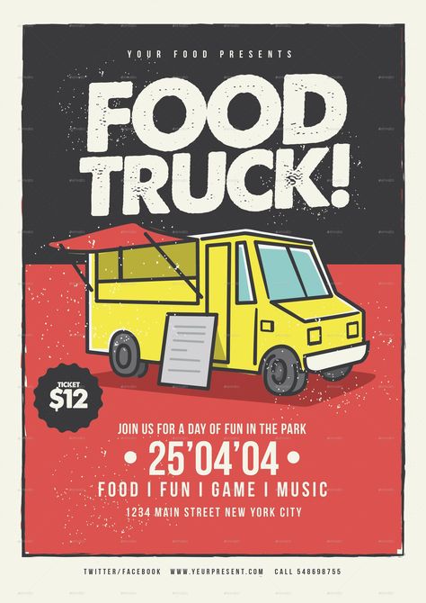 Food Truck Advertising Ideas, Food Truck Poster Design, Food Event Poster Design, Food Truck Poster, Food Truck Flyer, Enrollment Poster, Truck Template, Food Truck Events, Food Truck Festival